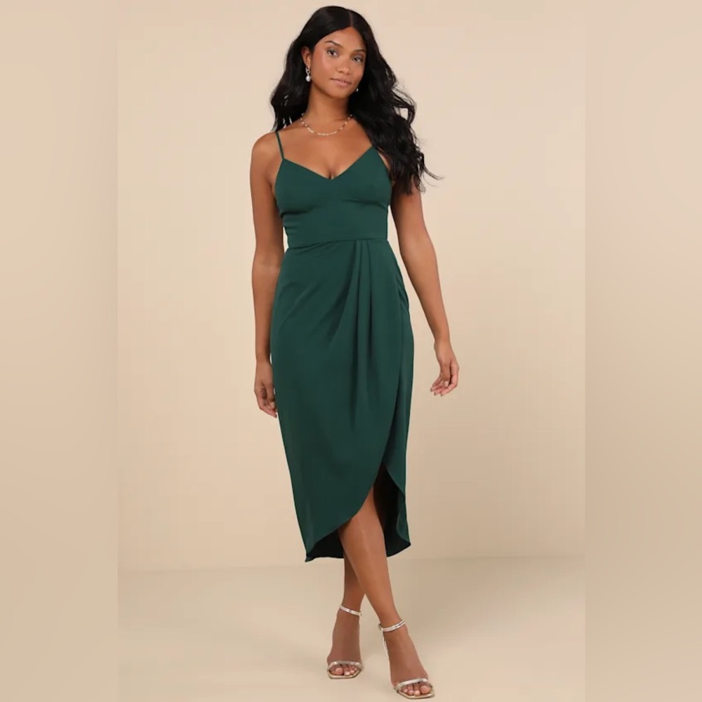 Lulus Reinette Midi Dress - dark green